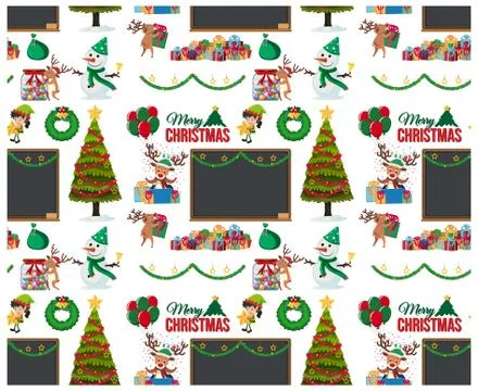 Seamless background design with christmas elements Stock Illustration