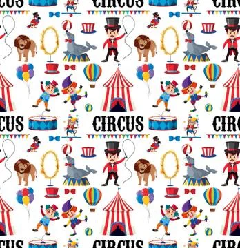Seamless background design with circus theme Illustrazione stock