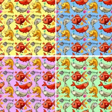 Seamless background design with fish Stock Illustration