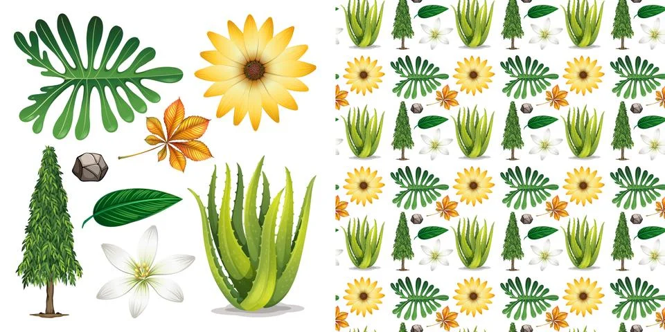 Seamless background design with isolated objects theme gardening Illustrazione stock