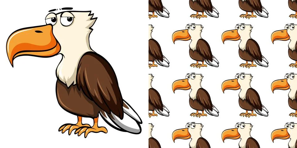 Seamless background design with wild eagle Illustrazione stock