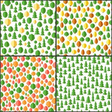 Seamless background with different trees and bushes Stock Illustration