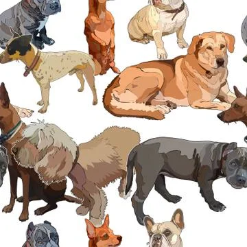 Seamless background with dogs Stock Illustration