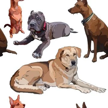 Seamless background with dogs Stock Illustration