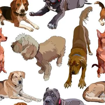 Seamless background with dogs Illustrazione stock