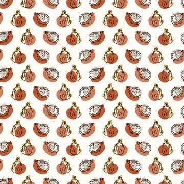 Seamless background dragon fruit. Gender neutral kid food pattern. Simple Stock Illustration