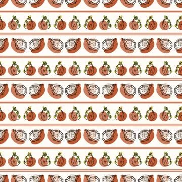 Seamless background dragon fruit stripe. Gender neutral kid food pattern. Simple Stock Illustration