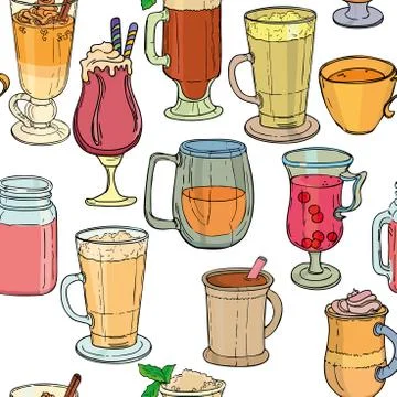 Seamless background with drinks Illustrazione stock