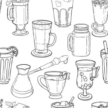 Seamless background with drinks Stock Illustration