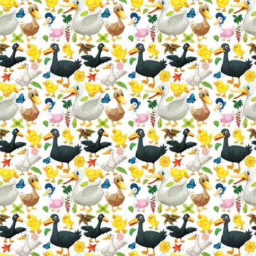 Seamless background with ducks and ducklings 스톡 일러스트