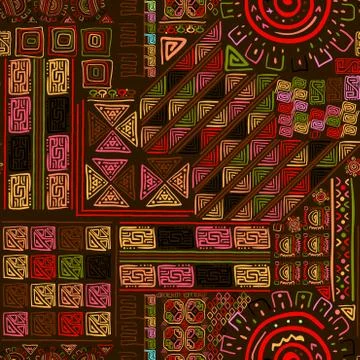 Seamless background ethnic hand drawn colorful pattern. Stock Illustration