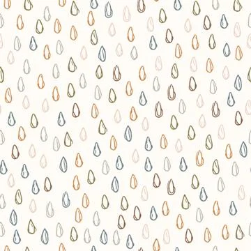 Seamless background falling rain gender neutral baby pattern. Simple whimsical Stock Illustration