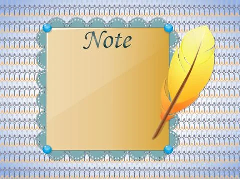 Seamless background with feather and paper. Illustrazione stock
