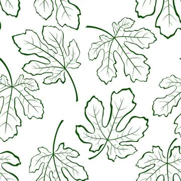 Seamless Background, Fig Leaves Stock Illustration