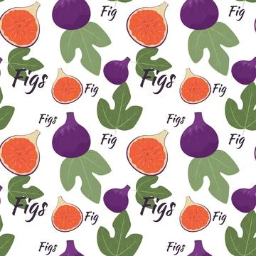 Seamless background with figs. Bright background with fruits and leaves of figs 库存插图