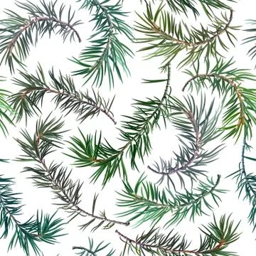Seamless background with fir tree Stock Illustration