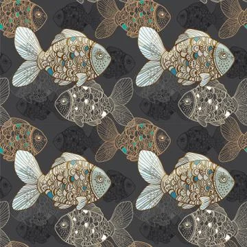 Seamless background with fish Stock Illustration