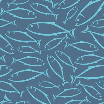Seamless background with fish Stock Illustration