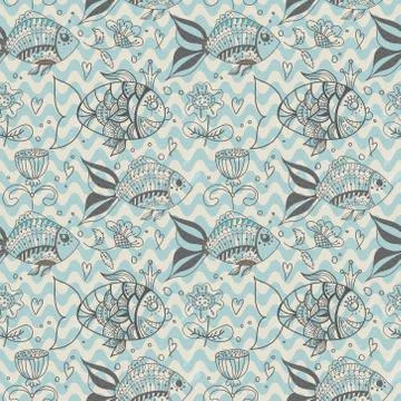 Seamless background with fish, pattern Stock Illustration