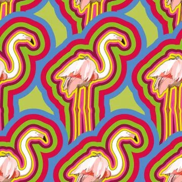 Seamless background with flamingos Stock Illustration