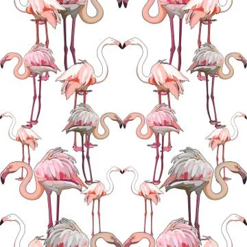 Seamless background with flamingos Stock Illustration