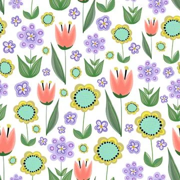 Seamless background with floral patterns Stock Illustration