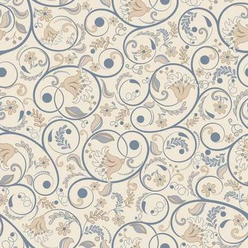 Seamless background with floral patterns Stock Illustration