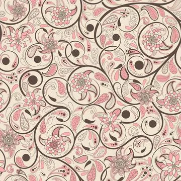 Seamless background with floral patterns Stock Illustration