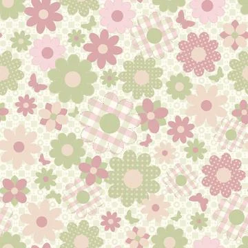 Seamless background with floral patterns Stock Illustration