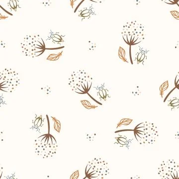 Seamless background flower bug gender neutral baby pattern. Simple whimsical Stock Illustration