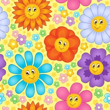 Seamless background flower topic - illustration. Stock Illustration
