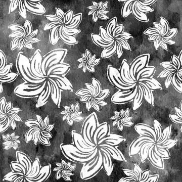 Seamless background. Flowers - Hand Block Prints Stock Illustration