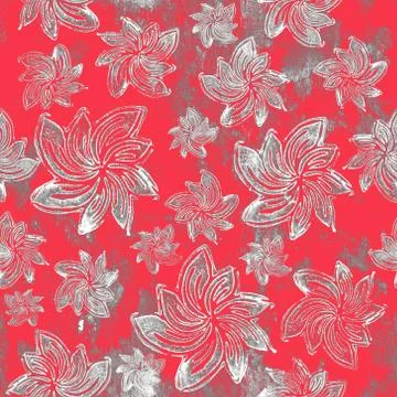 Seamless background. Flowers - Hand Block Prints Stock Illustration
