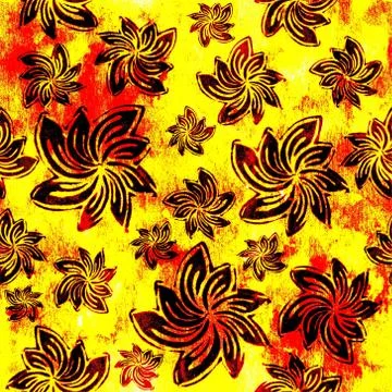 Seamless background. Flowers - Hand Block Prints Illustrazione stock