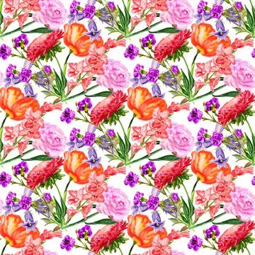 Seamless background with flowers Stock Illustration