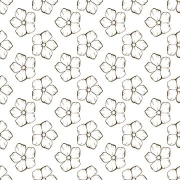 Seamless background with flowers in outline. Vector illustration. Stock Illustration