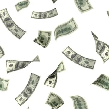 Seamless background with flying dollar banknotes Stock Illustration