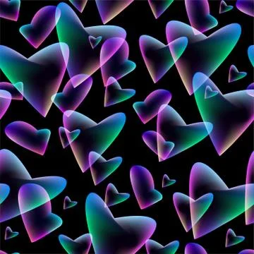 Seamless background with flying hearts.Transparent elements on blue background Stock Illustration