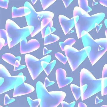 Seamless background with flying hearts.Transparent elements on blue background Stock Illustration