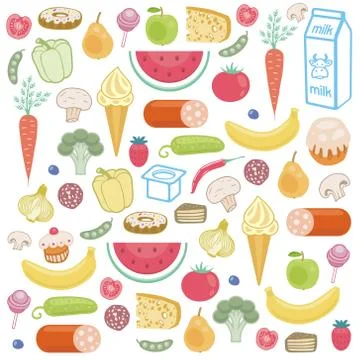 Seamless background of food Stock Illustration