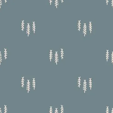 Seamless background forest tree gender neutral baby pattern. Simple whimsical Illustrazione stock