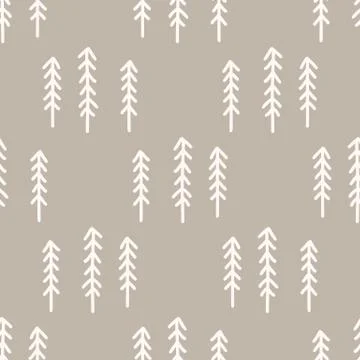 Seamless background forest tree gender neutral baby pattern. Simple whimsical Stock Illustration