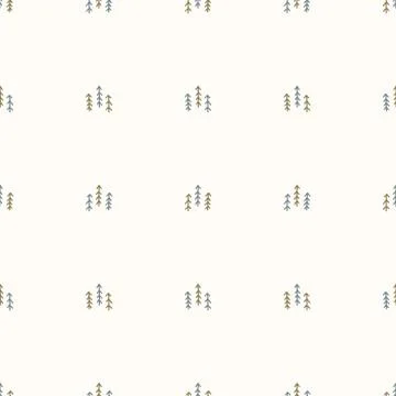 Seamless background forest trees gender neutral baby pattern. Simple whimsical Illustrazione stock