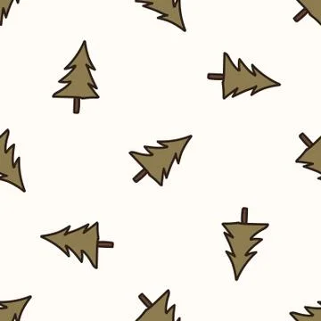 Seamless background forest trees gender neutral baby pattern. Simple whimsical Stock Illustration