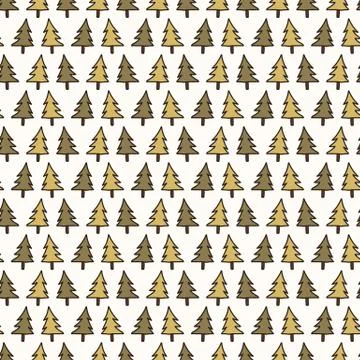 Seamless background forest trees gender neutral baby pattern. Simple whimsical Stock Illustration
