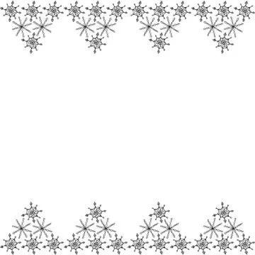 Seamless background with frame pattern of snowflakes along the top and bottom Stock Illustration