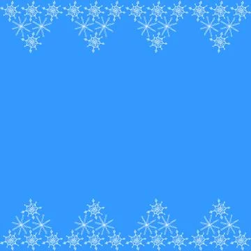 Seamless background with frame pattern of snowflakes along the top and bottom Stock Illustration
