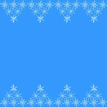 Seamless background with frame pattern of snowflakes along the top and bottom Stock Illustration