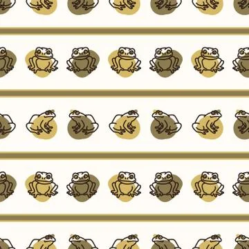 Seamless background frog stripe gender neutral baby pattern. Simple whimsical Illustrazione stock