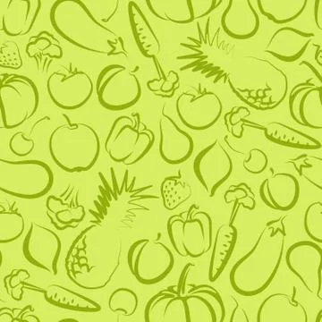 Seamless background with fruit and vegetables Stock Illustration